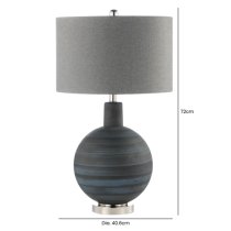 Pesaro Grey Linen Shade Table Lamp With Stripe Glass Base