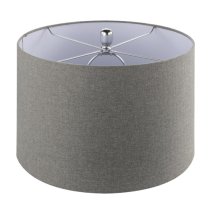 Pesaro Grey Linen Shade Table Lamp With Stripe Glass Base