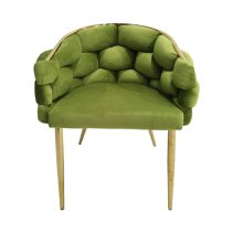 Massa Velvet Dining Chair In Green With Gold Legs