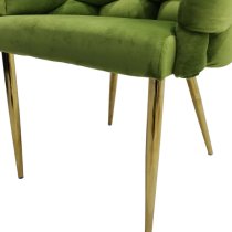 Massa Velvet Dining Chair In Green With Gold Legs