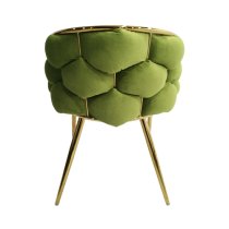 Massa Velvet Dining Chair In Green With Gold Legs