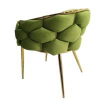 Massa Velvet Dining Chair In Green With Gold Legs