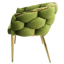 Massa Velvet Dining Chair In Green With Gold Legs