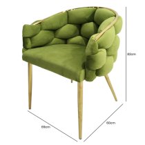 Massa Velvet Dining Chair In Green With Gold Legs