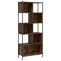 Cassis Wooden Bookcase With 5 Shelves In Smoked Oak