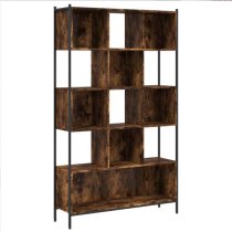 Cassis Wooden Bookcase With 7 Shelves In Smoked Oak