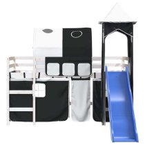 Destin Pinewood Kids Loft Bed In White With White Black Tower