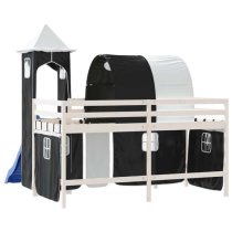 Destin Pinewood Kids Loft Bed In White With White Black Tower