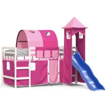 Destin Pinewood Kids Loft Bed In White With Pink Tower