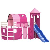 Destin Pinewood Kids Loft Bed In White With Pink Tower