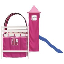 Destin Pinewood Kids Loft Bed In White With Pink Tower