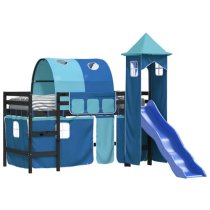 Destin Pinewood Kids Loft Bed In Black With Blue Tower