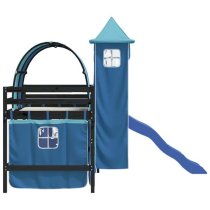 Destin Pinewood Kids Loft Bed In Black With Blue Tower