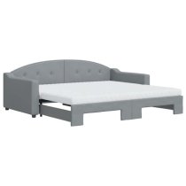 Imperia Velvet Daybed With Trundle And Mattresses In Light Grey