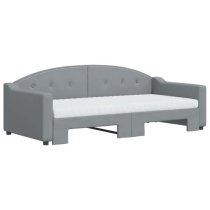 Imperia Velvet Daybed With Trundle And Mattresses In Light Grey