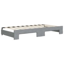 Imperia Velvet Daybed With Trundle And Mattresses In Light Grey