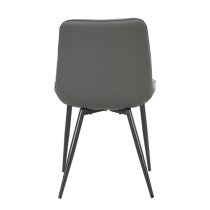 Oston Faux Leather Dining Chair In Grey With Anthracite Legs