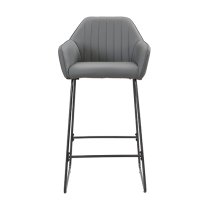 Brooks Faux Leather Bar Chair In Grey With Anthracite Legs