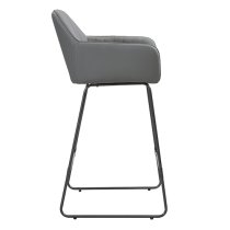 Brooks Faux Leather Bar Chair In Grey With Anthracite Legs