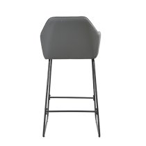 Brooks Faux Leather Bar Chair In Grey With Anthracite Legs