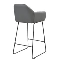 Brooks Faux Leather Bar Chair In Grey With Anthracite Legs