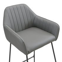 Brooks Faux Leather Bar Chair In Grey With Anthracite Legs