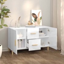 Krefeld High Gloss Sideboard 2 Doors 2 Drawers In White