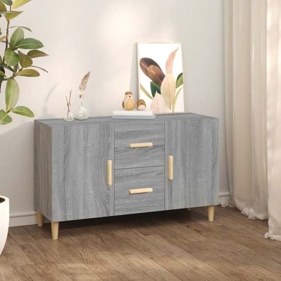 Krefeld Wooden Sideboard 2 Doors 2 Drawers In Grey Sonoma Oak