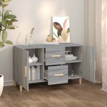 Krefeld Wooden Sideboard 2 Doors 2 Drawers In Grey Sonoma Oak