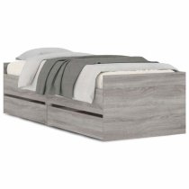 Leuven Wooden Single Bed With Drawers In Grey Sonoma Oak