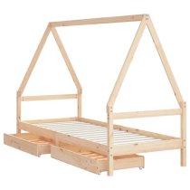 Merano Kids Solid Pine Wood Single Bed With Drawers In Natural