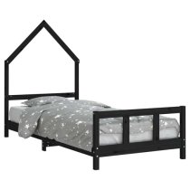 Moraira Kids Solid Pine Wood Single Bed In Black