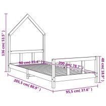 Moraira Kids Solid Pine Wood Single Bed In Black