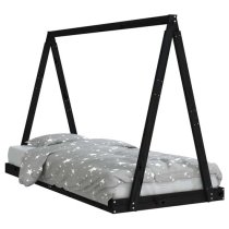 Nuoro Kids Solid Pine Wood Single Bed In Black