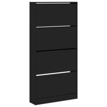 Lowell Shoe Storage Cabinet With 4 Flip-Drawers In Black