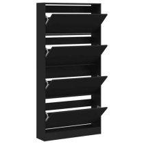 Lowell Shoe Storage Cabinet With 4 Flip-Drawers In Black