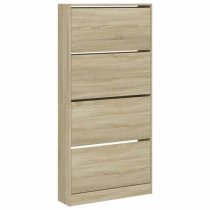 Lowell Shoe Storage Cabinet With 4 Flip-Drawers In Sonoma Oak