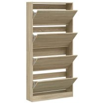 Lowell Shoe Storage Cabinet With 4 Flip-Drawers In Sonoma Oak