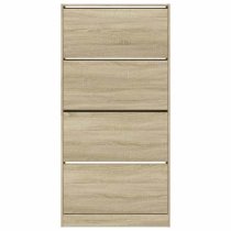 Lowell Shoe Storage Cabinet With 4 Flip-Drawers In Sonoma Oak