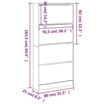 Lowell Shoe Storage Cabinet With 4 Flip-Drawers In Sonoma Oak