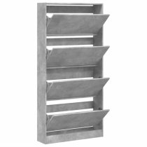 Lowell Shoe Storage Cabinet With 4 Flip-Drawers In Concrete Effect