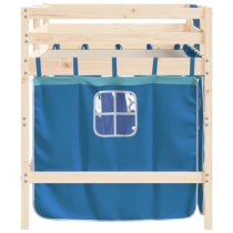 Messina Kids Pinewood Loft Bed In Natural With Blue Curtains