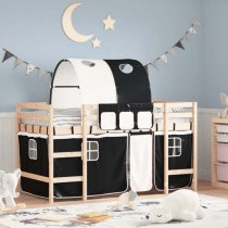 Messina Kids Pinewood Loft Bed In Natural With White Black Tunnel