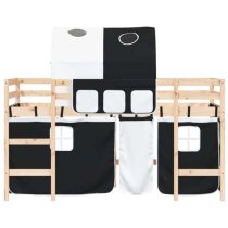 Messina Kids Pinewood Loft Bed In Natural With White Black Tunnel