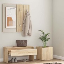 Nyon Wooden Hallway Furniture Set In Sonoma Oak