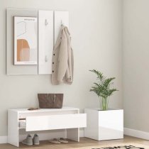 Nyon High Gloss Hallway Furniture Set In White