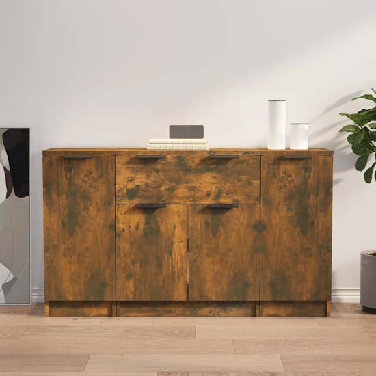 Krefeld Wooden Sideboard With 4 Doors 1 Drawer In Smoked Oak