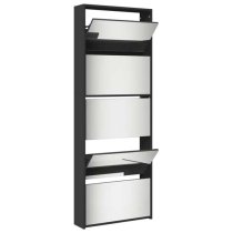 Calvi Wooden Shoe Storage Cabinet With 5 Mirror Layers In Black