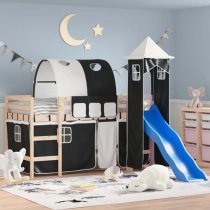 Forli Pinewood Kids Loft Bed In Natural With White Tower Tent