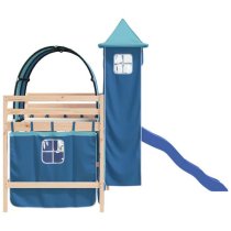 Forli Pinewood Kids Loft Bed In Natural With Blue Tower Tent